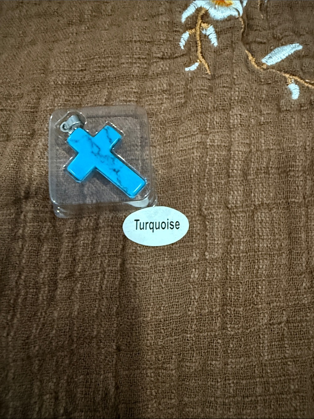 Turquoise Cross Pendant Necklace for Kids - Unbranded